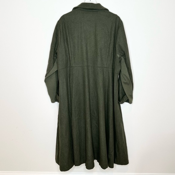 Torrid Olive Wool Military Fit Flare Trench Coat Size 4 - Picture 5 of 11